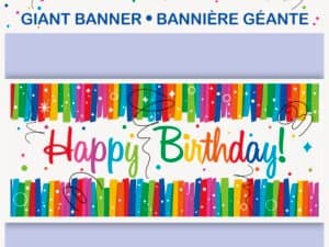 Happy Birthday Rainbow Print Wall Banner For Birthday Decorations.