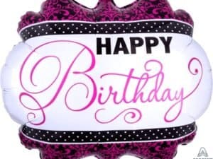 Pink Black & White Birthday Supershae Foil/Mylar Balloon, An30930