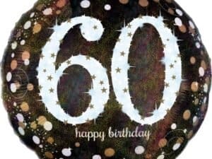 60th Birthday Sparkling Birthday Jumbo Foil/Mylar Balloon, An32138, Milestone Birthday Balloons.