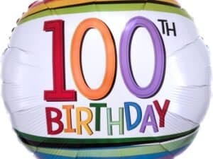 100th Birthday Rainbow Birthday Foil/Mylar Balloon, An34441