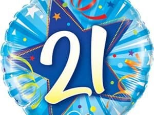 21st Birthday Star Supershape Foil/Mylar Balloon, Q20604