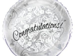 Congratulations Grey Leaves Print Foil/Mylar Balloon