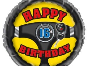 16th Birthday Steering Wheel Foil/Mylar Balloon, U51557