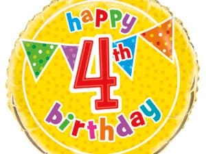 Happy 4th Birthday Foil/Mylar Balloon, U51565