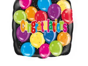 Congratulations Black With Colorful Balloons Print Foil/Mylar Balloons, U54448