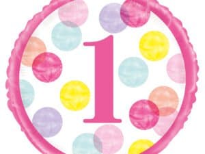 First Birthday Pink With Dots Foil/Mylar Balloon, U73297