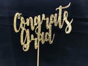 Congrats Grad Glittering Cake Topper