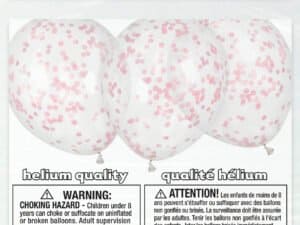 Clear Balloon With Pink Paper Confetti, Confetti Balloon