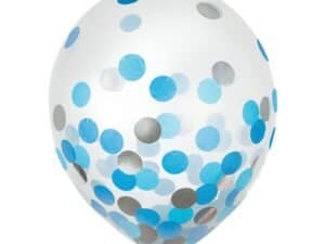 Latex Confetti Balloons Pack - 6pcs, Pre-filled with Silver & Blue Confetti