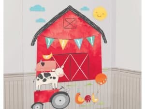 Barnyard Scene Setters With Props For Party Decorations.