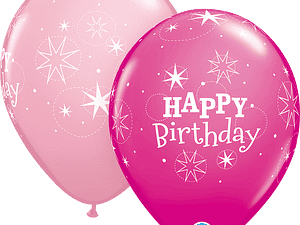 Birthday Sparkle 11" Assorted Pink & Wild Berry Latex Balloons