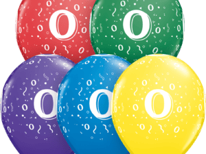 Number 0 Confetti-A-Round 11" Latex Balloons