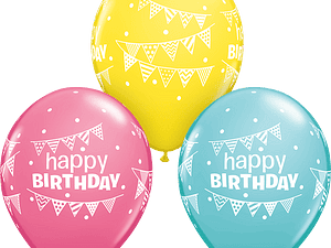 Birthday Pennants & Dots 11" Assorted Latex Balloons