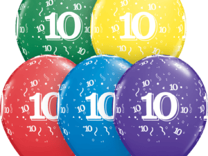 10th Birthday Latex Baloons 11", Number 10 Qualatex balloons