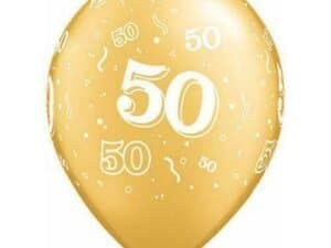 50th Birthday Balloons 11", Gold Qualatex Balloons