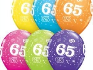 65th Birthday Balloons 11", Trendy Assortment Qualatex Balloons