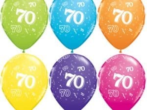70th Birthday Balloons 11", Trendy Assortment Qualatex Balloons