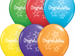 Congratulations Star & Streamers 11" Balloons, Qualatex Latex Balloons