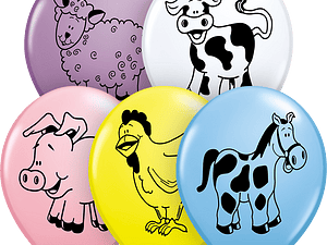 Farm Animal Assortment 11"Balloons, Qualatex Latex Balloons