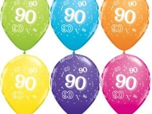 90th Birthday Balloons 11", Qualatex Latex Balloons