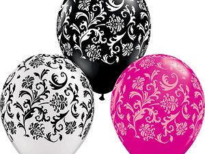 Damask Print 11" Latex Balloons, Assorted Qualatex Balloons