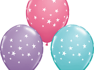 Contempo Stars Assorted Colour 11"Balloons, Qualatex Latex Balloons