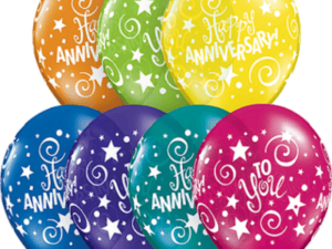 Anniversary Stars & Swirls 11" Balloons, Qualatex Latex Balloons