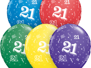 21st Birthday Balloons 11", 21-A-Round Qualatex Balloons