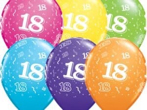 18th Birthday Balloons 11", 18-A-Round Qualatex Balloons
