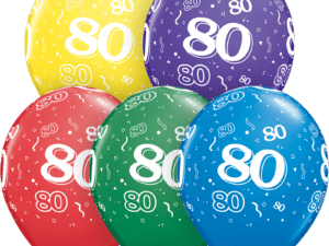 80th Birthday Balloons 11", Qualatex Latex Balloons