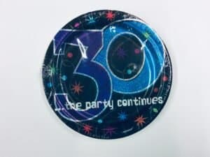 30 The Party Continues,30th Birthday, 30th Anniversary 7" Dessert Plates.