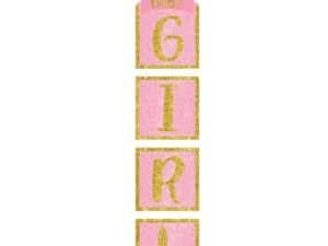 Baby Girl Glitter Hanging Decorations, Baby Shower Decorations.