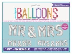 Mr & Mrs Air Fill Balloon Letters, Balloon Banner Kit