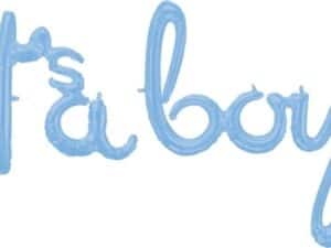 It's a Boy Script Balloon Banner, Blue