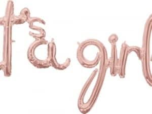 It's a Girl Script Air Fill Balloon, Rose Gold