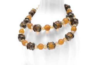 Vintage Glasperlenkette Herbstgold