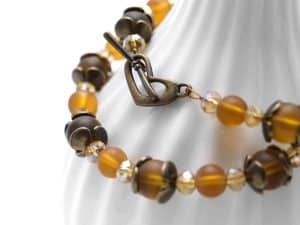 Vintage Glasperlenkette Herbstgold