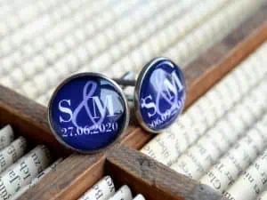 Edelstahl Manschettenknöpfe personalisierbar mit Monogram