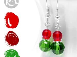Weihnachtliche Hängeohrringe im Bicolordesign