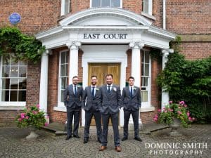 Andrew with his Groomsmen outside East Court