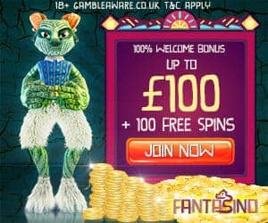 Fantasino Casino 100 free spins plus 225% up to €700 free bonus