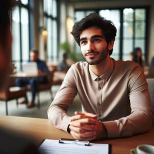 Recruiter exploring leadership skills with a mix of open-ended and closed-ended questions in a job interview.