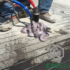Runway slabjacking project using polyurethane grouting in Norfolk, Virginia.