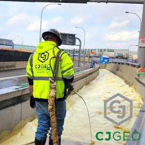 Pouring CJGrout.