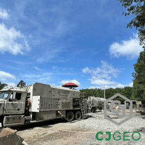 CJGeo cellular grout installation for a Virginia annular grouting project.