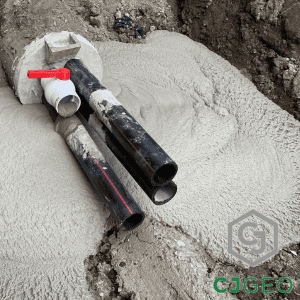 CJTherm thermal grout venting out of the annulus on an HDD.