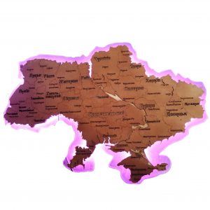 Карта Украины с подложкой (областные центры вырезаются) чертеж для лазерного станка DXF