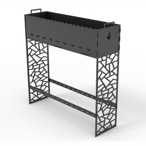 Длинный высокий мангал на 19 шампуров - чертеж DXF для лазерного станка / Барбекю для бизнеса, гриль