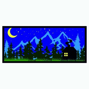 Многослойный чертеж - панно "Дом в горах" DXF формат. Многослойное панно