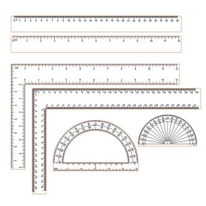 Транспортиры и линейки в сантиметрах и в дюймах – чертеж в DXF формате